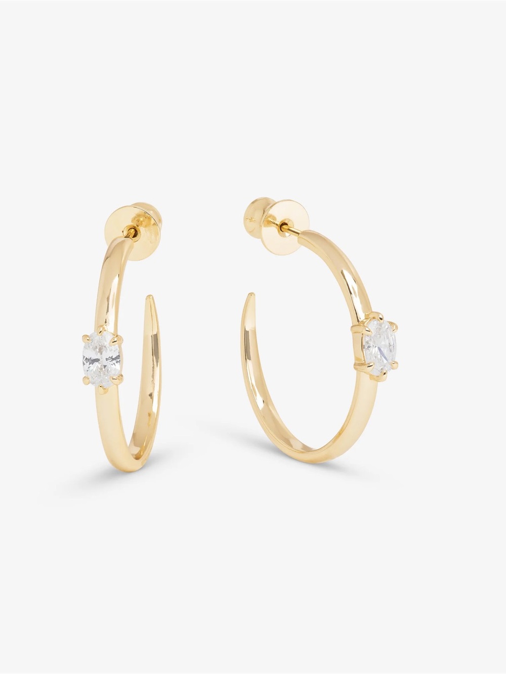 Melinda Maria Gold Hoop Earrings Simulated Diamond- 1”